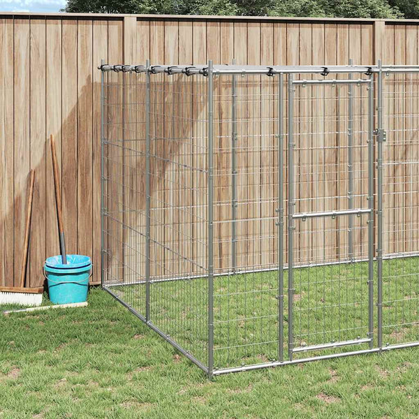 Outdoor-Hundezwinger mit Überdachung Verzinkter Stahl 7,26 m²