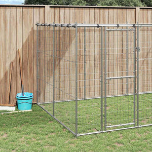 Outdoor-Hundezwinger mit Überdachung Verzinkter Stahl 12,1 m²