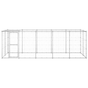 Outdoor-Hundezwinger mit Überdachung Verzinkter Stahl 12,1 m²