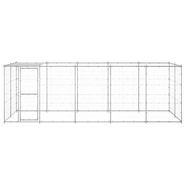 Outdoor-Hundezwinger mit Überdachung Verzinkter Stahl 12,1 m²