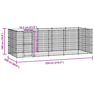 Outdoor-Hundezwinger mit Überdachung Verzinkter Stahl 12,1 m²