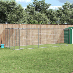 Outdoor-Hundezwinger mit Überdachung Verzinkter Stahl 12,1 m²