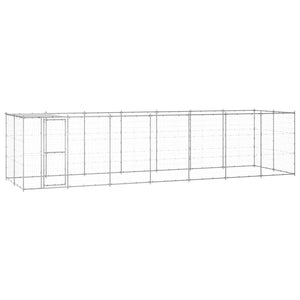 vidaXL Chenil d'extérieur avec toit Acier galvanisé 16,94 m²