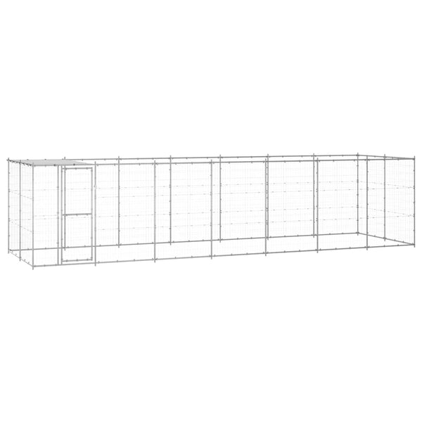 vidaXL Chenil d'extérieur avec toit Acier galvanisé 16,94 m²