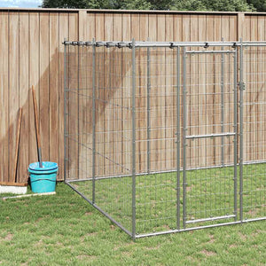 vidaXL Chenil d'extérieur avec toit Acier galvanisé 16,94 m²