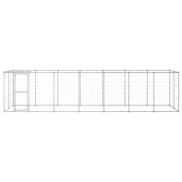vidaXL Chenil d'extérieur avec toit Acier galvanisé 16,94 m²