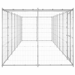 vidaXL Chenil d'extérieur avec toit Acier galvanisé 16,94 m²