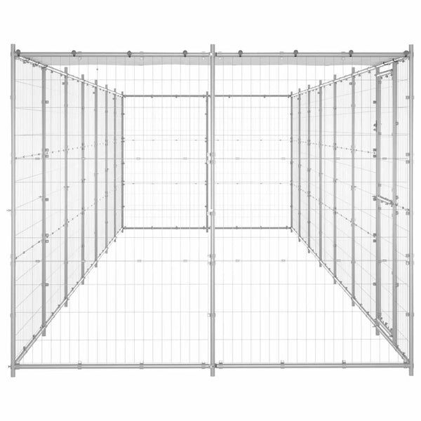 vidaXL Chenil d'extérieur avec toit Acier galvanisé 16,94 m²