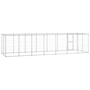 vidaXL Chenil d'extérieur avec toit Acier galvanisé 16,94 m²