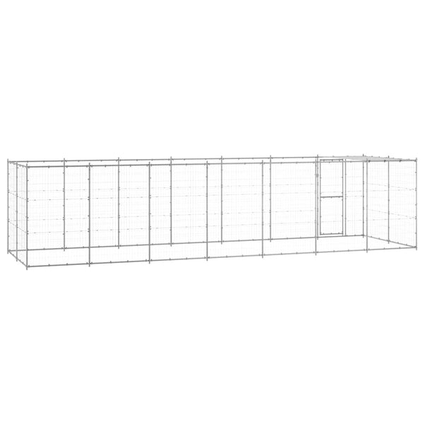 vidaXL Chenil d'extérieur avec toit Acier galvanisé 16,94 m²