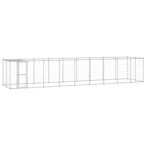 vidaXL Chenil extérieur avec auvent Acier galvanisé 21,78 m²