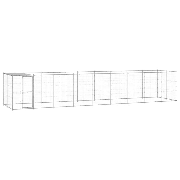 vidaXL Chenil extérieur avec auvent Acier galvanisé 21,78 m²