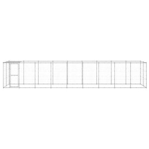 vidaXL Chenil extérieur avec auvent Acier galvanisé 21,78 m²