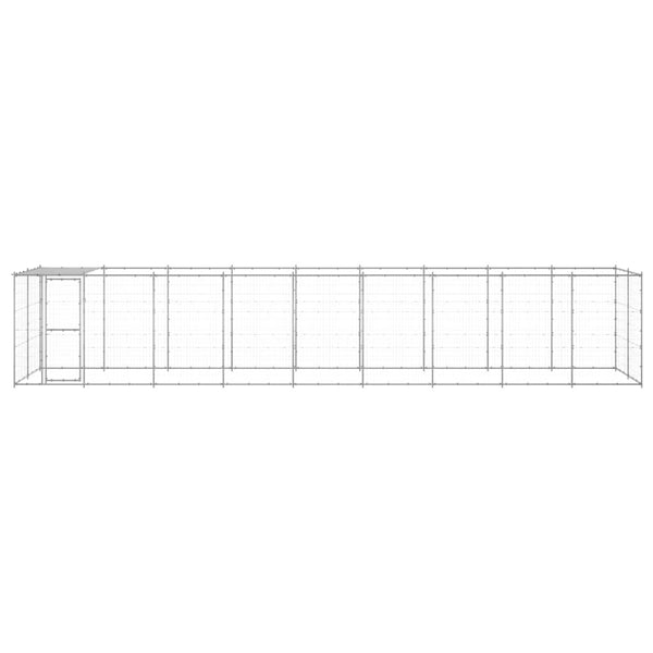 vidaXL Chenil extérieur avec auvent Acier galvanisé 21,78 m²