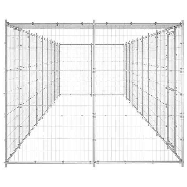 vidaXL Chenil extérieur avec auvent Acier galvanisé 21,78 m²