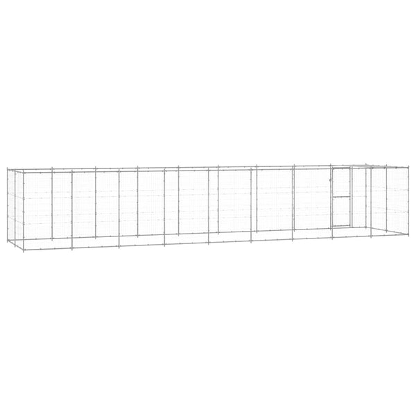 vidaXL Chenil extérieur avec auvent Acier galvanisé 21,78 m²