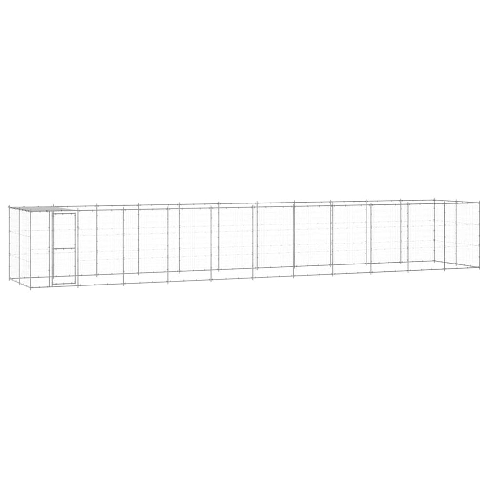 Outdoor-Hundezwinger mit Überdachung Verzinkter Stahl 26,62 m²