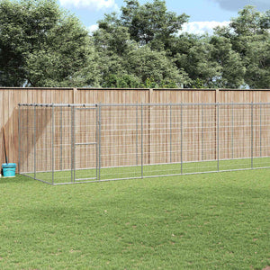 Outdoor-Hundezwinger mit Überdachung Verzinkter Stahl 26,62 m²