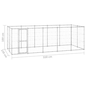 vidaXL Chenil extérieur en acier galvanisé 12,1 m²
