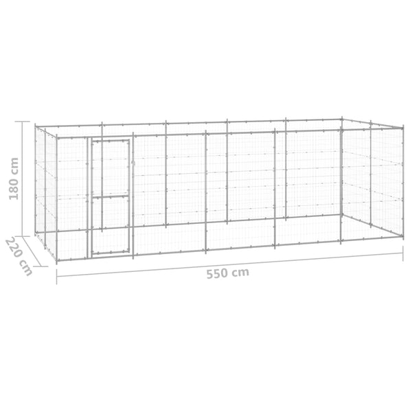 vidaXL Chenil extérieur en acier galvanisé 12,1 m²