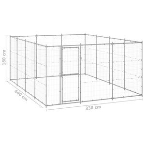 vidaXL Chenil extérieur en acier galvanisé 14,52 m²
