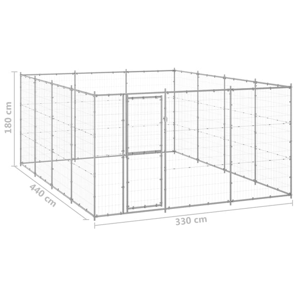 vidaXL Chenil extérieur en acier galvanisé 14,52 m²