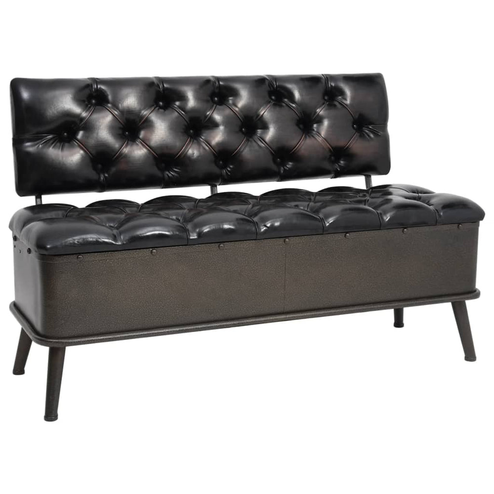 Sitzbank 110cm Schwarz Kunstleder mit Stauraum