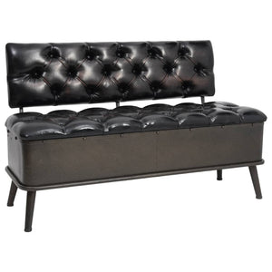 Sitzbank 110cm Schwarz Kunstleder mit Stauraum