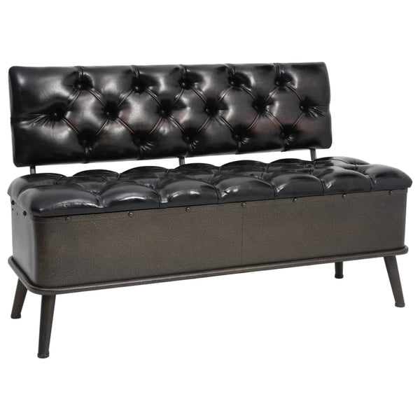 Sitzbank 110cm Schwarz Kunstleder mit Stauraum