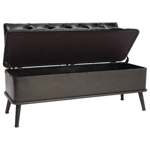 Sitzbank 110cm Schwarz Kunstleder mit Stauraum