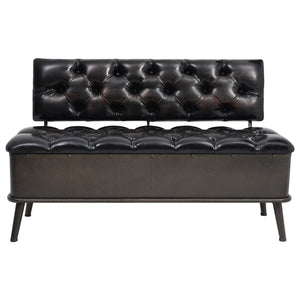 Sitzbank 110cm Schwarz Kunstleder mit Stauraum