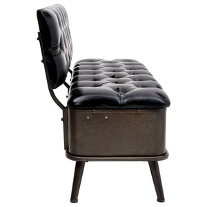 Sitzbank 110cm Schwarz Kunstleder mit Stauraum