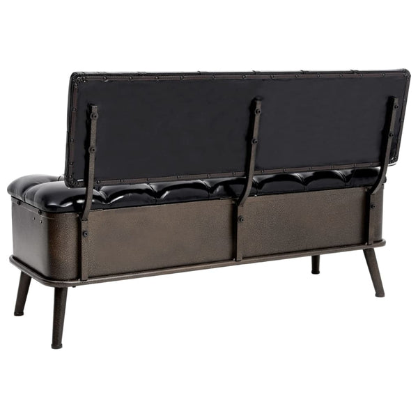 Sitzbank 110cm Schwarz Kunstleder mit Stauraum