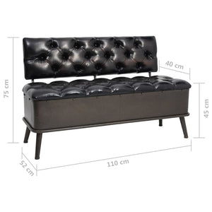 Sitzbank 110cm Schwarz Kunstleder mit Stauraum