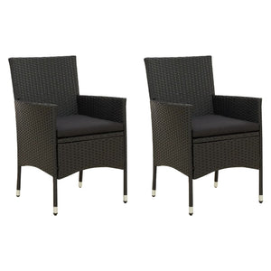 Gartenstühle mit Sitzpolster 2 Stk. Poly Rattan Schwarz
