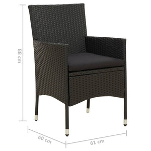 Gartenstühle mit Sitzpolster 2 Stk. Poly Rattan Schwarz