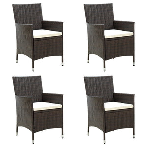 vidaXL Chaises de jardin avec coussins d'assise 4 pcs Résine tressée Marron