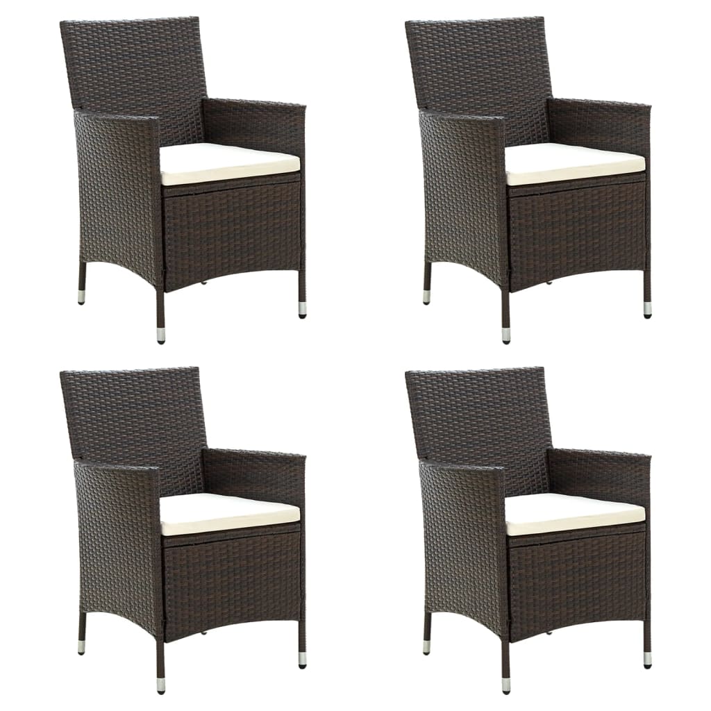 vidaXL Chaises de jardin avec coussins d'assise 4 pcs Résine tressée Marron