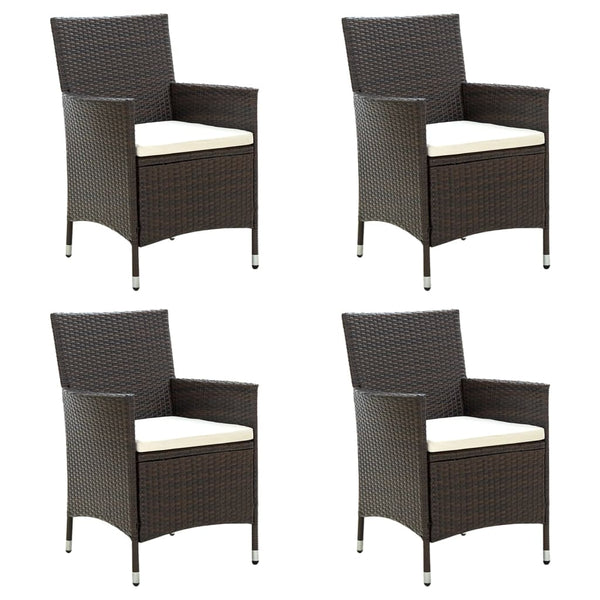 vidaXL Chaises de jardin avec coussins d'assise 4 pcs Résine tressée Marron