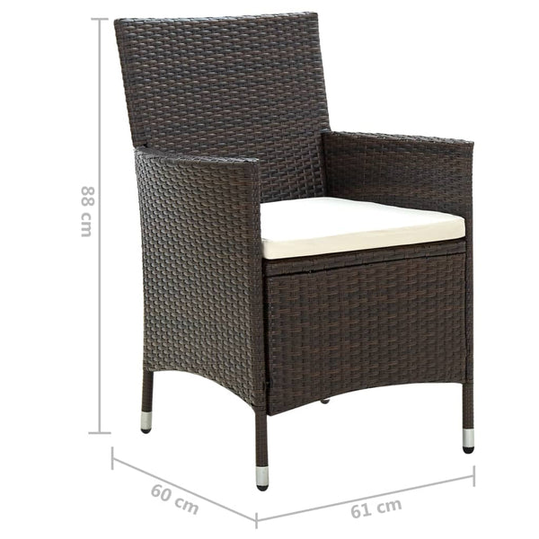 vidaXL Chaises de jardin avec coussins d'assise 4 pcs Résine tressée Marron