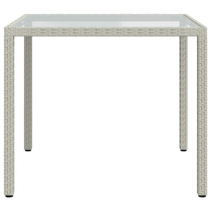 Gartentisch 90x90x75 cm Gehärtetes Glas Poly Rattan Weiß