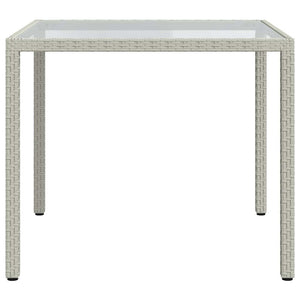 Gartentisch 90x90x75 cm Gehärtetes Glas Poly Rattan Weiß