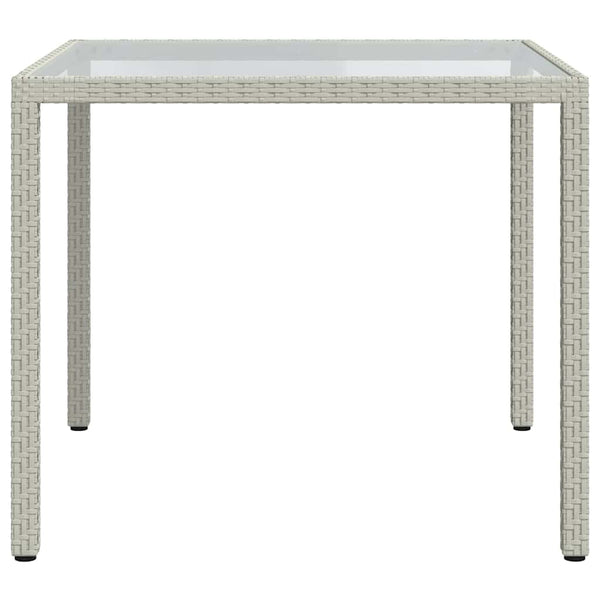 Gartentisch 90x90x75 cm Gehärtetes Glas Poly Rattan Weiß