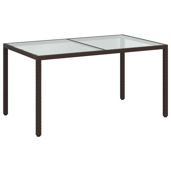 Gartentisch 150x90x75 cm Gehärtetes Glas Poly Rattan Braun