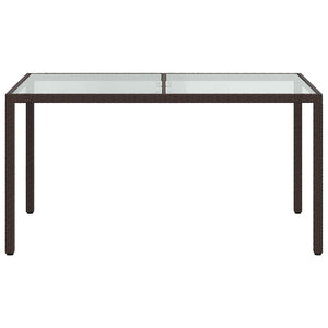 Gartentisch 150x90x75 cm Gehärtetes Glas Poly Rattan Braun