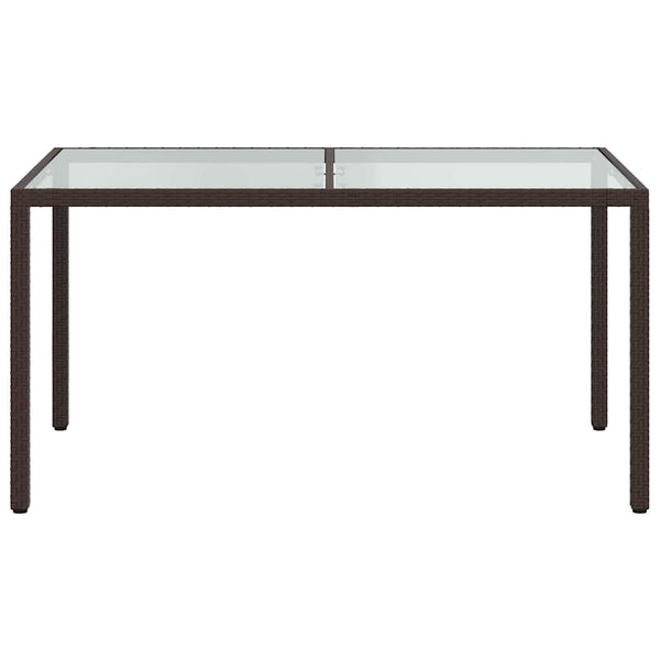 Gartentisch 150x90x75 cm Gehärtetes Glas Poly Rattan Braun