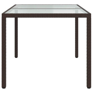 Gartentisch 150x90x75 cm Gehärtetes Glas Poly Rattan Braun
