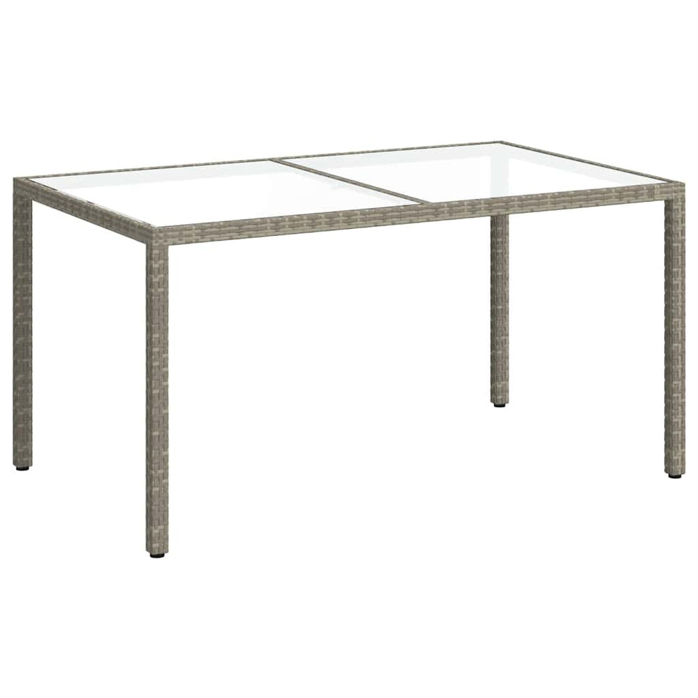 Gartentisch 150x90x75 cm Hartglas und Poly Rattan Grau