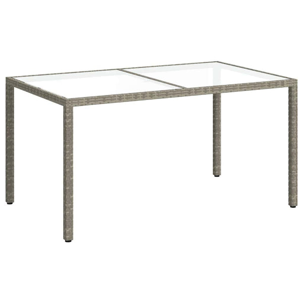 Gartentisch 150x90x75 cm Hartglas und Poly Rattan Grau