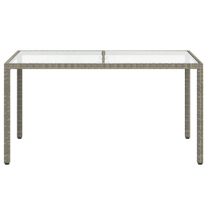 Gartentisch 150x90x75 cm Hartglas und Poly Rattan Grau